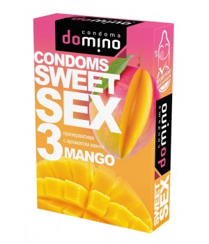 Презервативы для орального секса DOMINO Sweet Sex с ароматом манго - 3 шт.