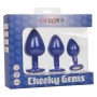 Набор из трёх синих анальных пробок с кристаллом Cheeky Gems (California Exotic Novelties SE-0441-20-3)