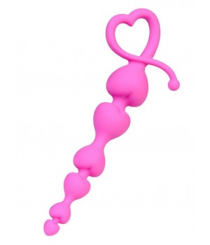 Розовая силиконовая анальная цепочка Sweety - 18,5 см...