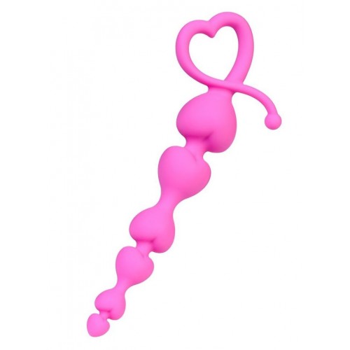 Розовая силиконовая анальная цепочка Sweety - 18,5 см. (ToyFa 356001)