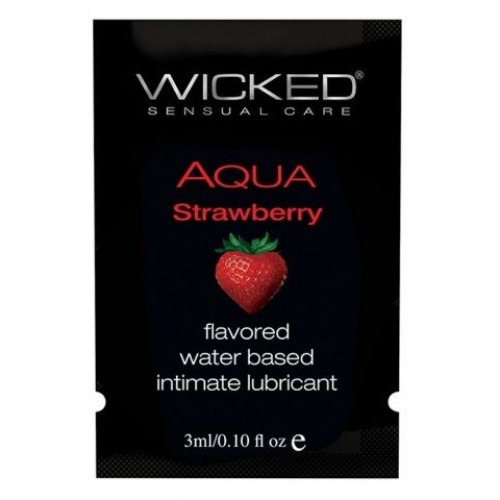 Лубрикант с ароматом клубники Wicked Aqua Strawberry - 3 мл. (Wicked 90410)