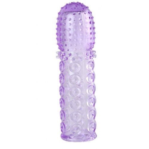 Насадка гелевая фиолетовая с точками, шипами и наплывами - 13,5 см. (Toyfa Basic 818015-4)