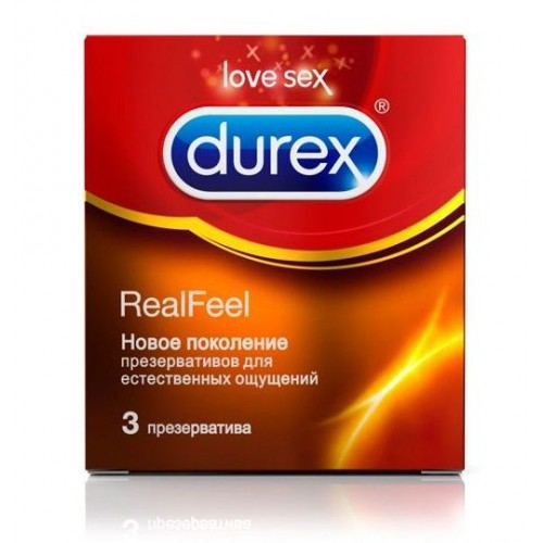 Презервативы Durex RealFeel для естественных ощущений - 3 шт. (Durex Durex RealFeel №3)