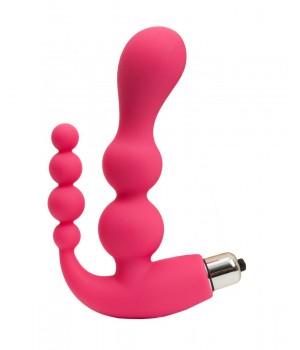 Розовый анально-вагинальный вибромассажер - 17 см...