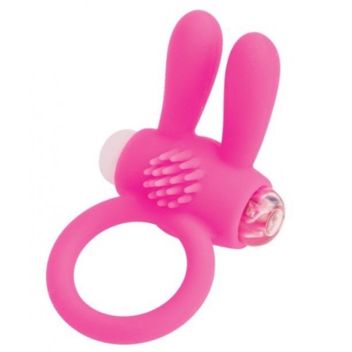 Розовое эрекционное виброкольцо A-toys с ушками (A-toys 769002)