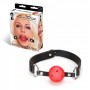 Красный кляп-шарик с отверстиями для дыхания и регулируемым ремешком (Lux Fetish LF4019)