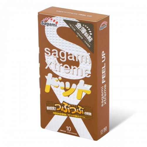 Презервативы Sagami Xtreme Feel Up с точечной текстурой и линиями прилегания - 10 шт. (Sagami Sagami Xtreme Feel Up №10)