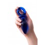 Синяя анальная пробка из стекла с ручкой-кольцом - 14 см. (Sexus 912252)