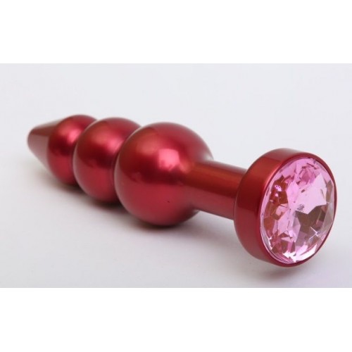 Красная анальная ёлочка с розовым кристаллом - 11,2 см. (4sexdreaM 47431)