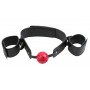 Кляп-наручники с красным шариком Breathable Ball Gag Restraint (Pipedream PD3935-00)
