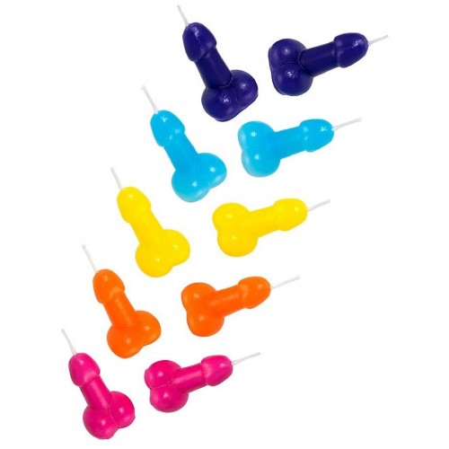 Набор из 10 разноцветных свечей «Мини пенис» (Impirante 12024-03)
