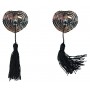 Серебристые пэстисы-сердечки Gipsy с черными кисточками (Lola Lingerie 3634-01lola)