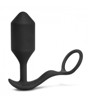 Черная анальная вибропробка с эрекционным кольцом Vibrating Snug   Tug XL