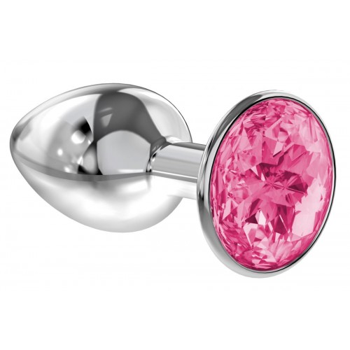 Малая серебристая анальная пробка Diamond Pink Sparkle Small с розовым кристаллом - 7 см. (Lola Games 4009-03Lola)
