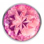 Малая серебристая анальная пробка Diamond Pink Sparkle Small с розовым кристаллом - 7 см. (Lola Games 4009-03Lola)