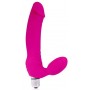 Розовый силиконовый безремневой страпон с вибрацией (Bior toys CSM-23035)