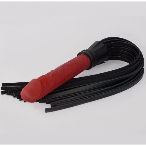 Черная плеть с красной ручкой-фаллоимитатором - 65 см. (Sitabella 3012-12)