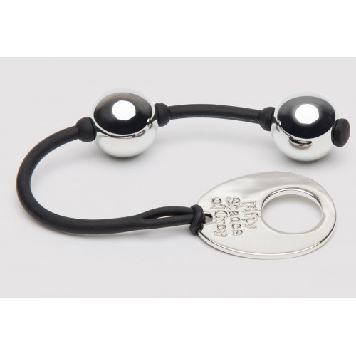 Серебристые шарики Inner Goddess Mini Silver Pleasure Balls 85g на черном силиконовом шнурке (Fifty Shades of Grey FS-74939)