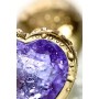Золотистая анальная втулка с фиолетовым кристаллом-сердечком - 7 см. (ToyFa 717016-134)
