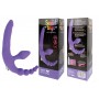 Фиолетовый безремневой страпон с анальным отростком и вибрацией - 15 см. (Bior toys ST-40185-5)