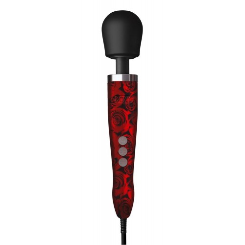 Красно-черный жезловый вибратор Doxy Die Cast с розами (Doxy E32798)