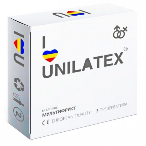 Разноцветные ароматизированные презервативы Unilatex Multifruits - 3 шт. (Unilatex Unilatex Multifruits №3)