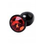 Черный анальный плаг с кристаллом красного цвета - 7,2 см. (ToyFa 717007-59)