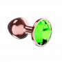 Пробка цвета розового золота с лаймовым кристаллом Diamond Emerald Shine S - 7,2 см. (Lola Games 4027-01lola)