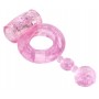 Розовое эрекционное кольцо с вибратором и хвостом (Toyfa Basic 818039-3)