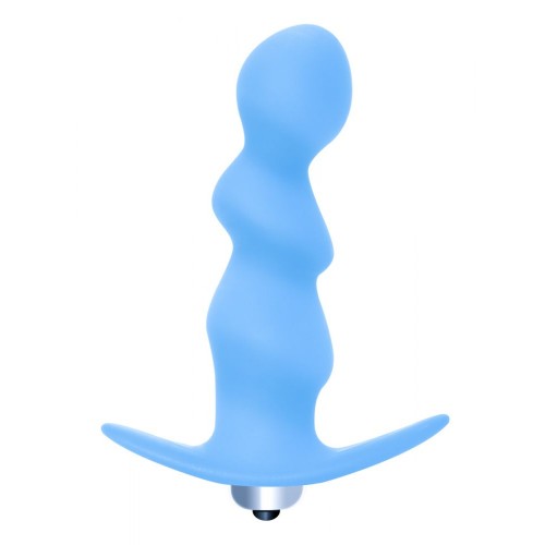 Голубая фигурная анальная вибропробка Spiral Anal Plug - 12 см. (Lola Games 5008-02lola)