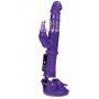 Фиолетовый вибратор с вращением бусин, клиторальным зайчиком и надёжной присоской (A-toys 765009)