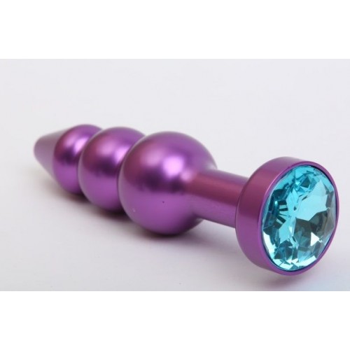 Фиолетовая фигурная анальная ёлочка с голубым кристаллом - 11,2 см. (4sexdreaM 47433-1)