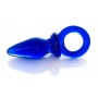 Синяя анальная пробка из стекла с ручкой-кольцом - 14 см. (Sexus 912252)
