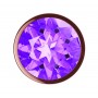 Пробка цвета розового золота с фиолетовым кристаллом Diamond Amethyst Shine S - 7,2 см. (Lola Games 4025-01lola)