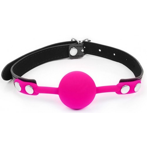 Розовый кляп-шарик с черным регулируемым ремешком (Bior toys NTB-80538)