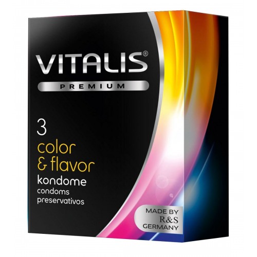 Цветные ароматизированные презервативы VITALIS PREMIUM color   flavor - 3 шт. (Vitalis VITALIS PREMIUM №3 color   flavor)