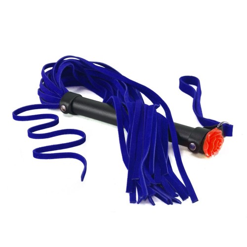 Синяя многохвостая плеть с розой на рукояти - 57 см. (Sitabella 3366-55в)