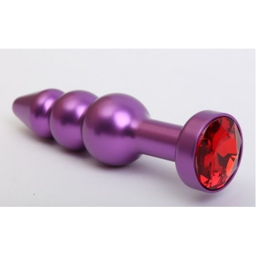 Фиолетовая фигурная анальная ёлочка с красным кристаллом - 11,2 см. (4sexdreaM 47433-2)