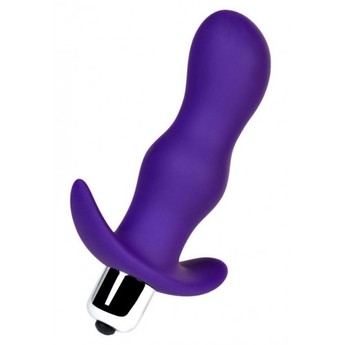 Фиолетовая изогнутая анальная вибропробка - 11,2 см. (A-toys 761313)
