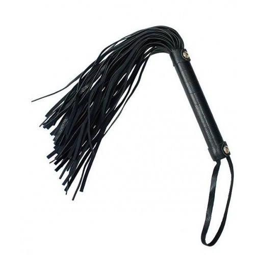 Чёрный флоггер с плетеной рукоятью - 38 см. (Erokay EK-3116)
