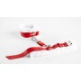 Бело-красные кожаные наручники с нежным мехом (БДСМ Арсенал 20001ars)