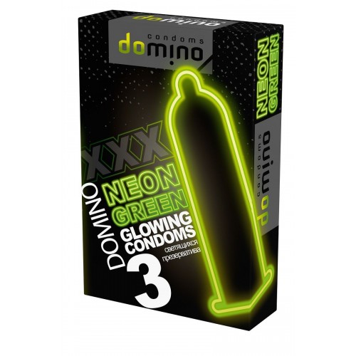 Презервативы DOMINO Neon Green со светящимся в темноте кончиком - 3 шт. (Domino DOMINO Neon Green №3)