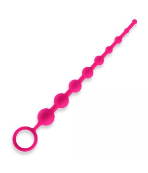 Розовая анальная цепочка из 9 шариков - 30 см.