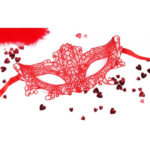 Красная ажурная текстильная маска  Марлен  (Bior toys EE-20359-3)