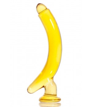 Жёлтый стимулятор-банан из стекла - 17,5 см...