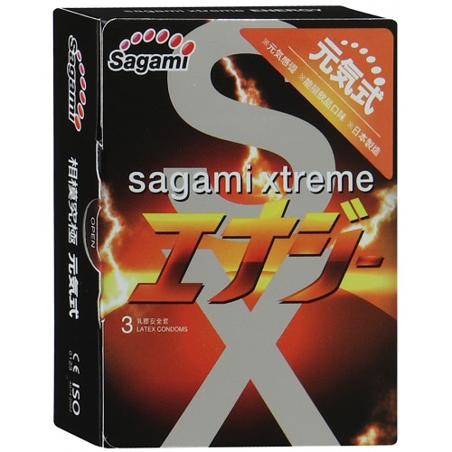 Презервативы Sagami Xtreme Energy с ароматом энергетика - 3 шт. (Sagami Sagami Xtreme Energy №3)