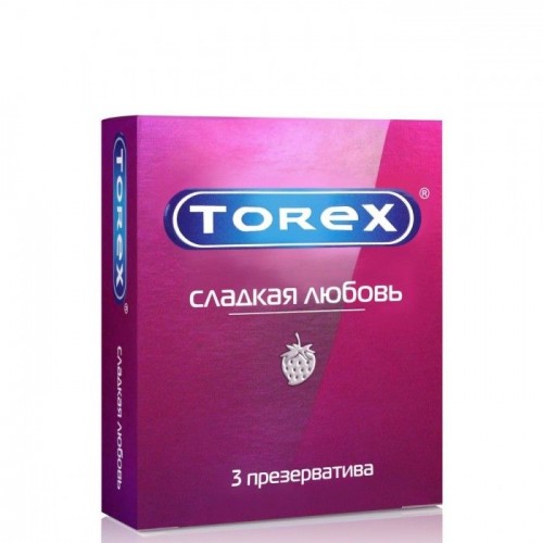 Презервативы Torex  Сладкая любовь  с ароматом клубники - 3 шт. (Torex 2293)