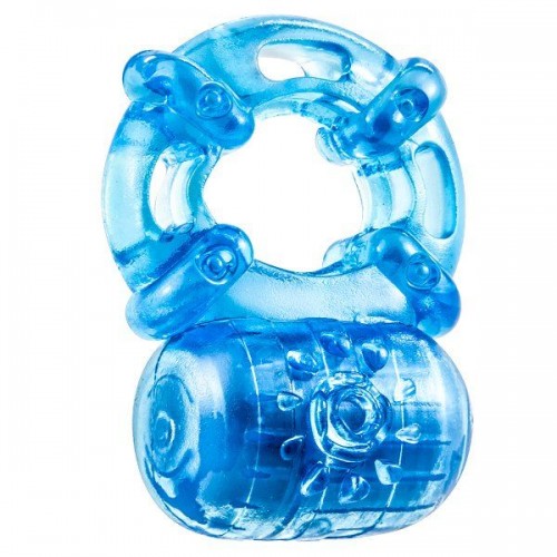 Голубое эрекционное виброкольцо Reusable 5 Function Cock Ring (Blush Novelties BL-30802)
