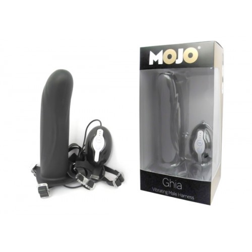 Черный полый страпон с вибрацией Mojo Ghia - 16 см. (Seven Creations MOJO-004)