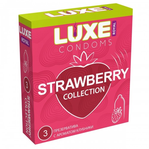 Презервативы с ароматом клубники LUXE Royal Strawberry Collection - 3 шт. (Luxe LUXE Royal Strawberry Collection №3)